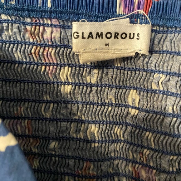 Blue Floral Sweetheart Crop Top - Picture 3 of 4